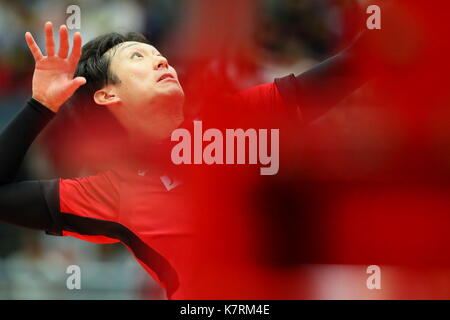 Masahiro yanagida (jpn), 16 settembre 2017 - pallavolo : fivb world grand Champions Cup 2017 uomini match tra Giappone 1-3 l'Iran a Osaka centrale comunale palestra di Osaka in Giappone. (Foto di naoki nishimura/aflo sport) Foto Stock