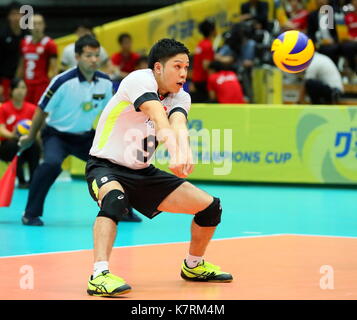 Satoshi ide (jpn), 16 settembre 2017 - pallavolo : fivb world grand Champions Cup 2017 uomini match tra Giappone 1-3 l'Iran a Osaka centrale comunale palestra di Osaka in Giappone. (Foto di naoki nishimura/aflo sport) Foto Stock