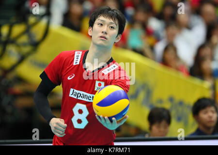 Masahiro yanagida (jpn), 16 settembre 2017 - pallavolo : fivb world grand Champions Cup 2017 uomini match tra Giappone 1-3 l'Iran a Osaka centrale comunale palestra di Osaka in Giappone. (Foto di naoki nishimura/aflo sport) Foto Stock