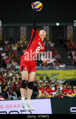 Masahiro yanagida (jpn), 16 settembre 2017 - pallavolo : fivb world grand Champions Cup 2017 uomini match tra Giappone 1-3 l'Iran a Osaka centrale comunale palestra di Osaka in Giappone. (Foto di naoki nishimura/aflo sport) Foto Stock