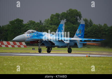 Ukrainian Sukhoi SU27, RIAT 2017, RAF Fairford, Gloucestershire, Inghilterra, Regno Unito. Foto Stock