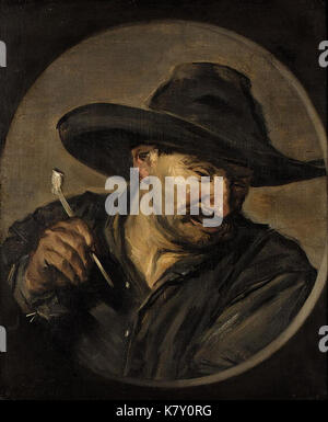 Nel modo di Frans Hals un uomo in un cappello tenendo una tubazione Foto Stock