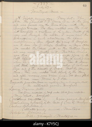 Journal, 1887 1890 (compreso) (pagina 45) BHL40346737 Foto Stock