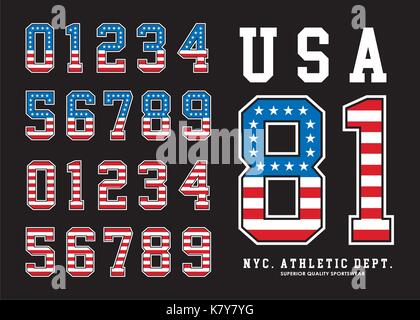 Impostare il numero americano testurizzata Illustrazione Vettoriale