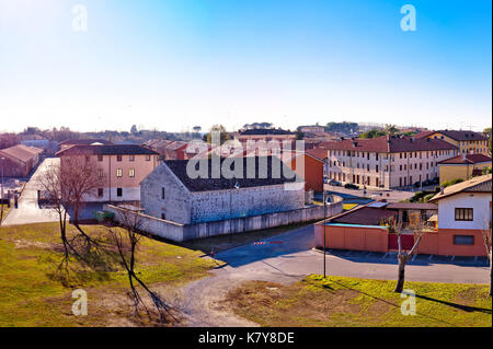 Città di palmanova skyline vista panoramica da città mura di difesa, regione friuli venezia giulia di Italia Foto Stock