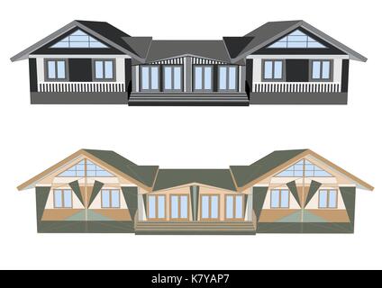 Facciate delle case isolate su uno sfondo bianco Illustrazione Vettoriale