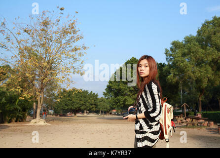 Ragazza foto riprese in il picnic Foto Stock