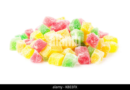 Essiccato colorata frutta candita isolato su uno sfondo bianco Foto Stock