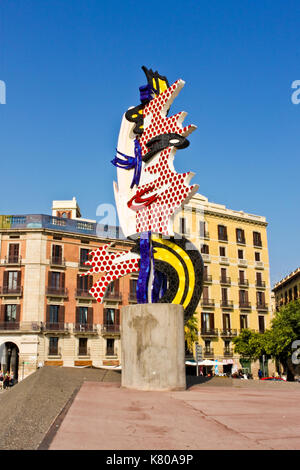 Barcellona, Spagna - 26 settembre 2014: scultura surrealista " el cap de Barcelona' ('la testa di Barcellona') da american pop artista Roy Lichtenstein Foto Stock