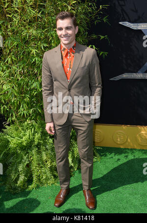 Los Angeles, Stati Uniti d'America. Xvi Sep, 2017. dave franco alla premiere per 'la lego ninjago film" al Regency village theatre, westwood immagine: Sarah stewart credito: Sarah stewart/alamy live news Foto Stock