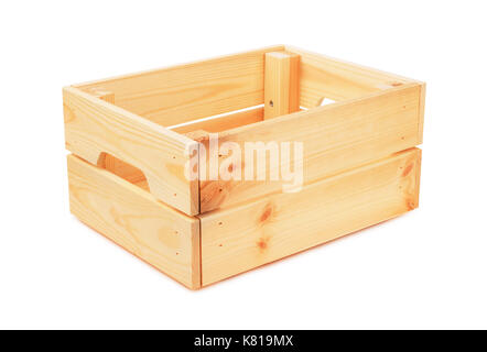 Svuotare casse di legno box isolati su sfondo bianco Foto Stock