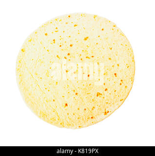 Round lavash turco frumento tortillas di close-up isolati su sfondo bianco Foto Stock