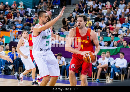 7 settembre 2017: Pau Gasol #4 (esp) durante la fiba Eurobasket 2017 - gruppo c, gioco tra Ungheria e Spagna presso la sala polivalente, Cluj - Napoca, Romania rou. foto: cronos Foto Stock