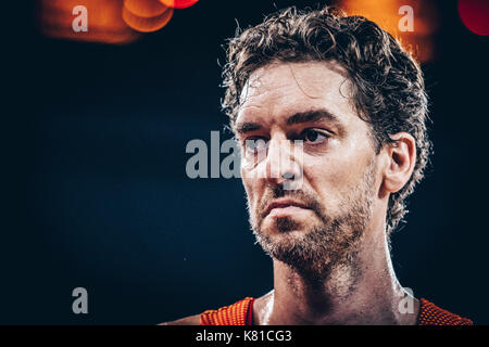 7 settembre 2017: Pau Gasol #4 (esp) durante la fiba Eurobasket 2017 - gruppo c, gioco tra Ungheria e Spagna presso la sala polivalente, Cluj - Napoca, Romania rou. foto: cronos Foto Stock