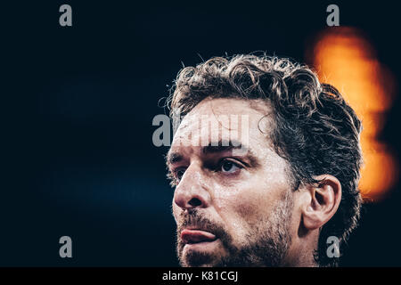 7 settembre 2017: Pau Gasol #4 (esp) durante la fiba Eurobasket 2017 - gruppo c, gioco tra Ungheria e Spagna presso la sala polivalente, Cluj - Napoca, Romania rou. foto: cronos Foto Stock