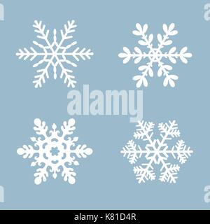 Il simbolo del fiocco di neve vettore sfondo icona impostare il colore bianco. blu inverno Neve natalizia piatto elemento di cristallo. Illustrazione Vettoriale