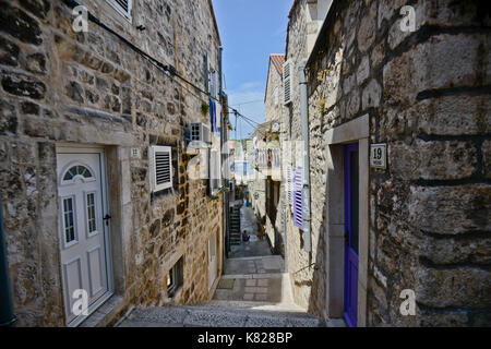 Hvar città vecchia - street view. Croazia Foto Stock