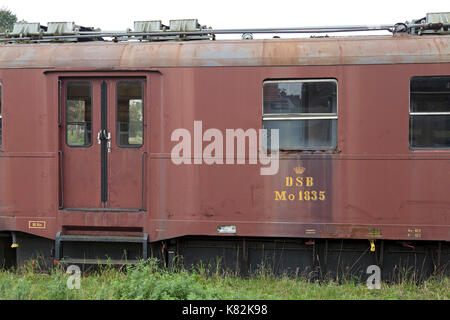 Vecchio carro ferroviario alla stazione di Suederbrarup, Schleswig-Holstein, Germania Foto Stock