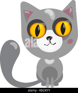Cartoon cat carattere nel piatto stile d'arte. illustrazione vettoriale Illustrazione Vettoriale