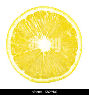 Fetta di limone mature agrumi su sfondo bianco Foto Stock