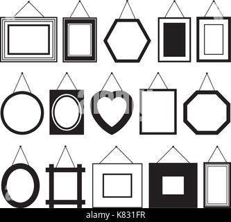 Set di cornici differenti isolati su bianco Illustrazione Vettoriale