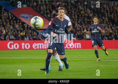 Julian Draxler in azione durante il French Ligue 1 partita di calcio tra Paris Saint Germain (PSG) e Olympique Lyonnais (OL) presso il Parc des Princes. Il 17 settembre 2017 a Parigi, Francia Foto Stock