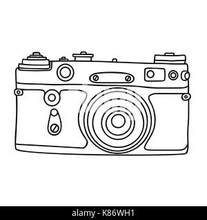 Disegnata a mano hipster vecchia foto fotocamera. vintage icona Fotocamera. semplice illustrazione vettoriale. Illustrazione Vettoriale
