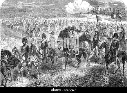 Guerra di Crimea 1853 - 1856 la sepoltura del maresciallo di campo FitzRoy James Henry Somerset, primo Baron Raglan, Inghilterra, Sewastopol, Crimea, digitale migliorata la riproduzione di un originale woodprint dal XIX secolo Foto Stock