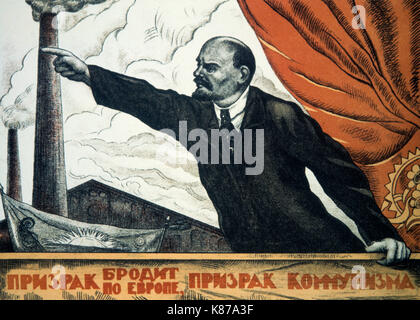 Russo di propaganda comunista poster "Lenin presso la Tribune", 1920 Foto Stock