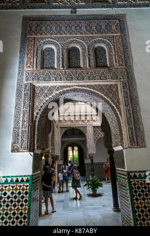 Sala dei passi perduti in Alcázar di Siviglia. Siviglia, Andalucía, Spagna Foto Stock