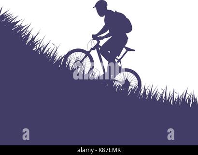 Uomo sulla silhouette di bicicletta Illustrazione Vettoriale