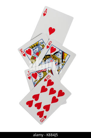 Combinazione di carte da gioco casino poker. isolato su sfondo bianco Foto Stock