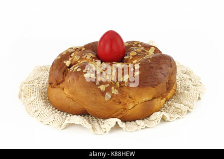 Pane di pasqua isolato su bianco Foto Stock