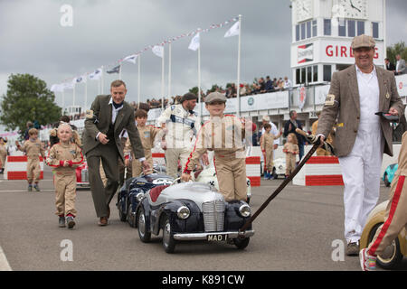 Settrington cup concorso per Austin j40 vetture del pedale a goodwood 2017 Riunione, goodwood race track, west sussex, in Inghilterra, Regno Unito Foto Stock