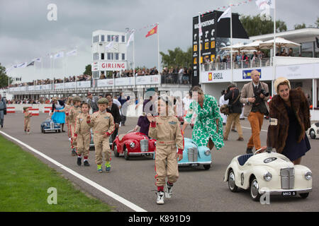 Settrington cup concorso per Austin j40 vetture del pedale a goodwood 2017 Riunione, goodwood race track, west sussex, in Inghilterra, Regno Unito Foto Stock