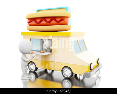 3d illustrazione. hot dog food carrello con i bianchi il fast food concept isolati a sfondo bianco Foto Stock