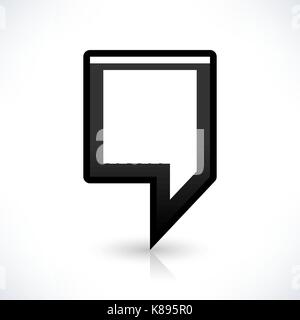 Mappa posizione pin firmare il quadrato con angoli arrotondati icona in stile piatto. semplici forme nera con sfumatura grigia ombra e di riflessione isolati su sfondo bianco Illustrazione Vettoriale