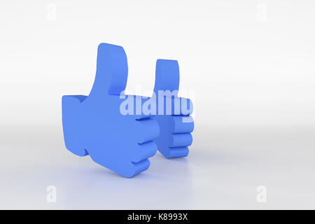 3D rendering di mano poligonale con il pollice in alto Foto Stock