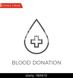La donazione di sangue sottile linea icona Vettore. Icona piatta isolata su uno sfondo bianco. Corsa modificabile file EPS. Illustrazione Vettoriale. Illustrazione Vettoriale