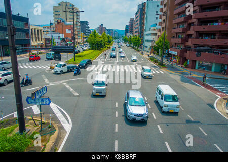 Kyoto, Giappone - Luglio 05, 2017: vista aerea di vetture su strada di Kyoto in Giappone. metropoli di Kyoto è una delle città più popolose del Giappone Foto Stock