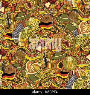 Disegnato a mano vettore cartoon doodle pattern per un Oktoberfest Illustrazione Vettoriale