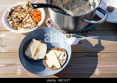 Colazione al faro di Söderskär, Porvoo, Finlandia, Europa, UE Foto Stock