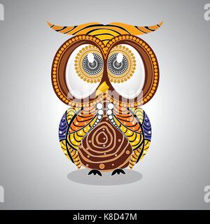 Il gufo aborigena vettore. illustrazione sulla base di stile aborigeno di dot owl. Illustrazione Vettoriale
