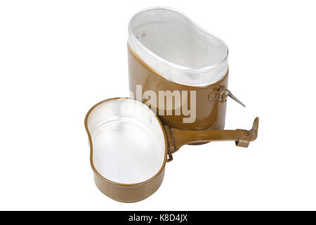 Esercito sovietico mess kit su sfondo bianco Foto Stock