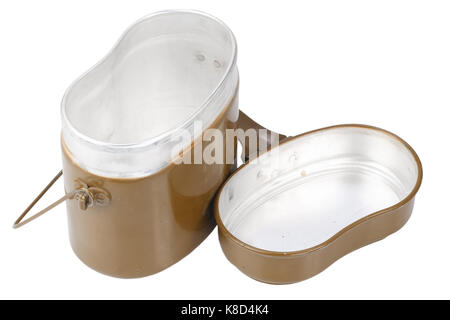 Esercito sovietico mess kit su sfondo bianco Foto Stock