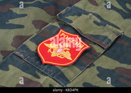 Kiev, Ucraina - feb. 25, 2017. esercito russo badge uniforme Foto Stock