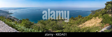 Vista dal tempio di monte grisa il golfo di Trieste in Friuli-venezia giulia in italia Foto Stock
