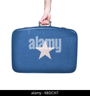 Somalia bandiera su una pelle vintage valigia. Foto Stock
