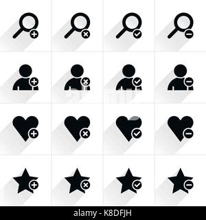 16 Ulteriore segno icona piatta con il grigio lunga ombra. segno nero su sfondo bianco. ordinata e pulita, semplice, minimale, solido, stile semplice. vector illustrat Illustrazione Vettoriale