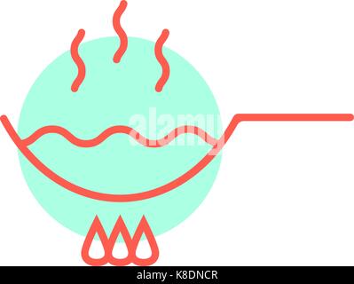 Wok sgocciolatoio sottile linea emblema Illustrazione Vettoriale